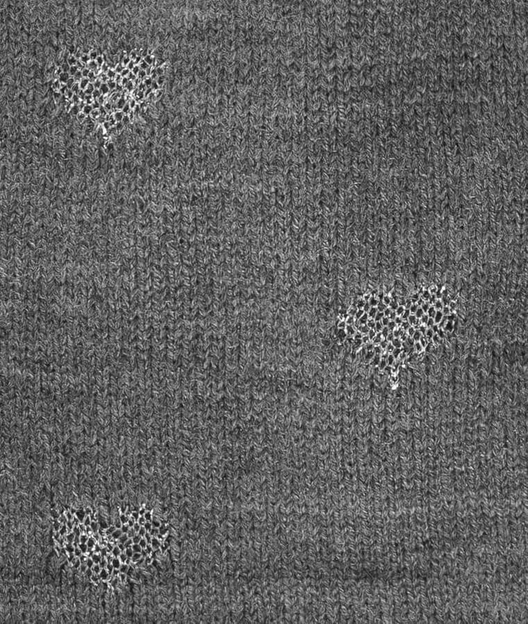 Czapka dziewczęca z pomponem, szara, serduszka, Döll