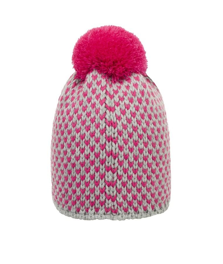 Czapka dziewczęca z pomponem, szaro-różowa, Döll