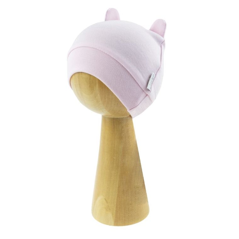 Czapka dziewczęca z uszkami, różowa, Nicol