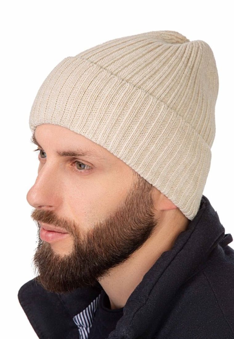 Czapka męska, beżowa, Ambra