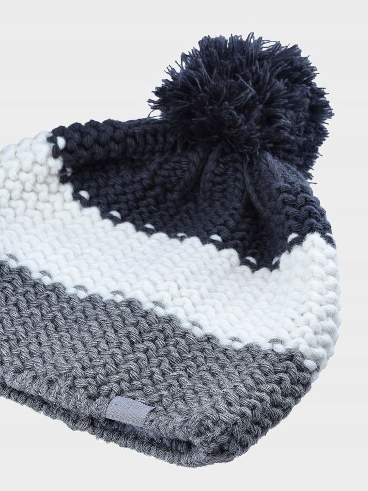 Czapka męska z pomponem, mix, 4F
