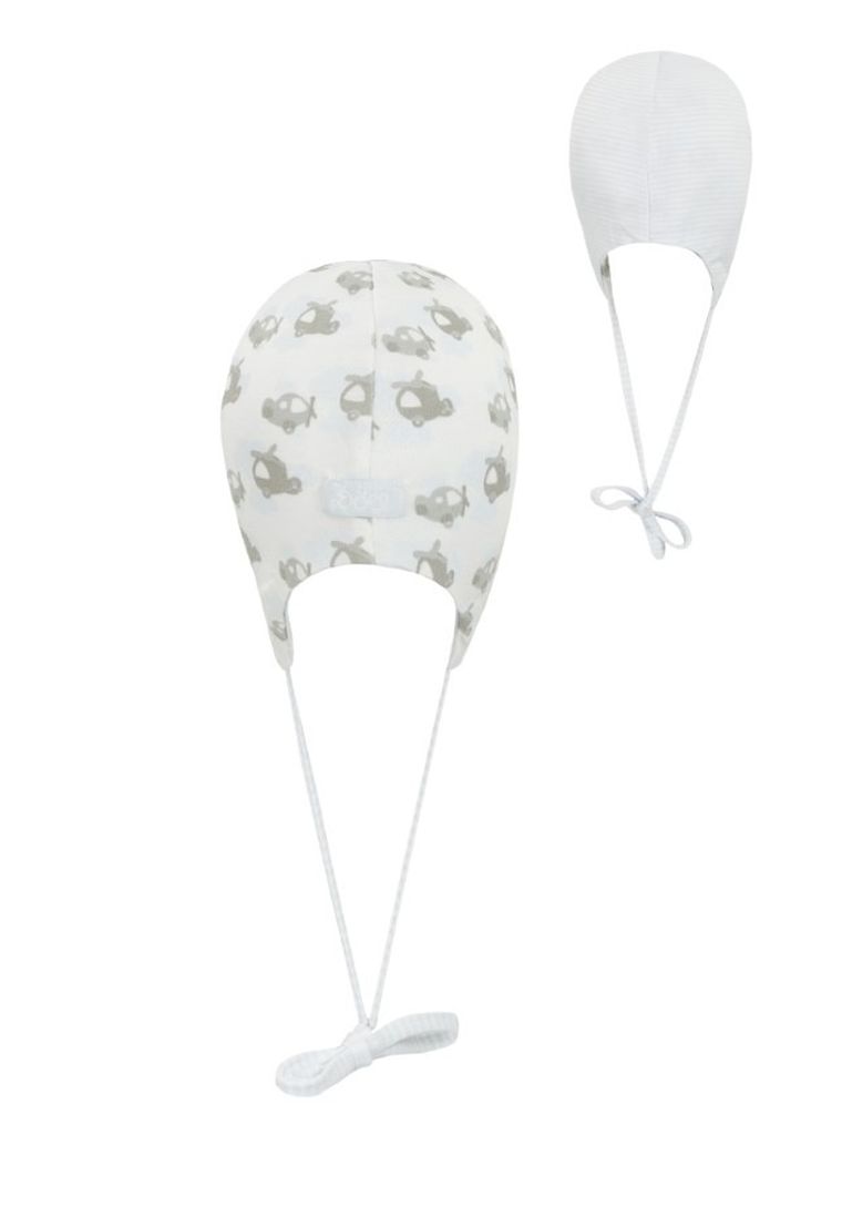 Czapka niemowlęca dwustronna, wiązana, biała, Döll
