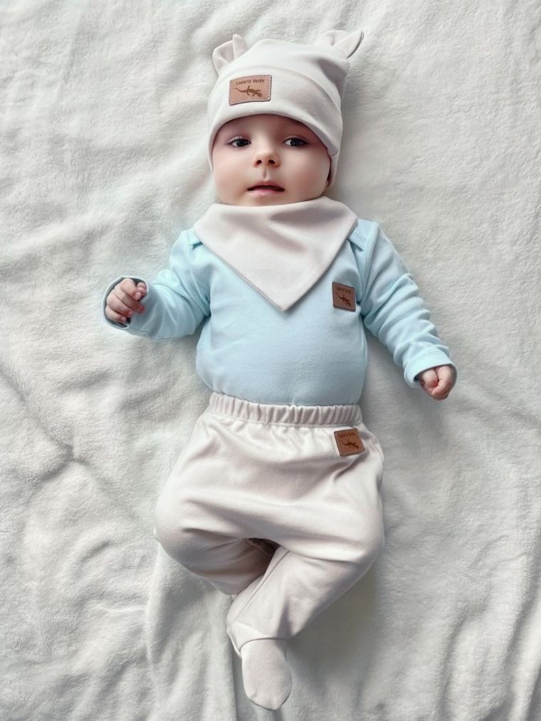 Czapka niemowlęca, ecru, Lagarto Verde