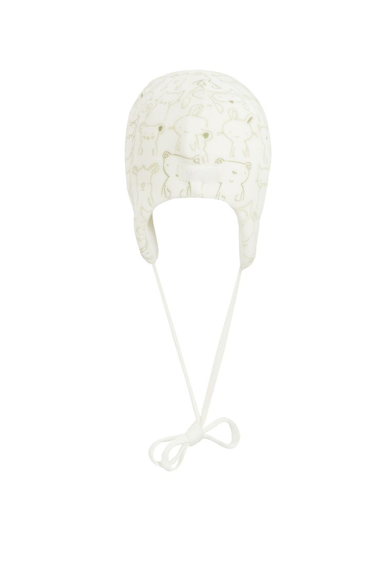 Czapka niemowlęca, wiązana, biała, ecru, Döll