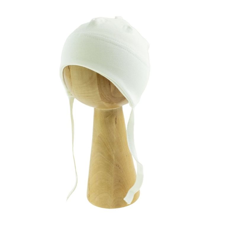 Czapka niemowlęca, wiązana, biała, Nicol