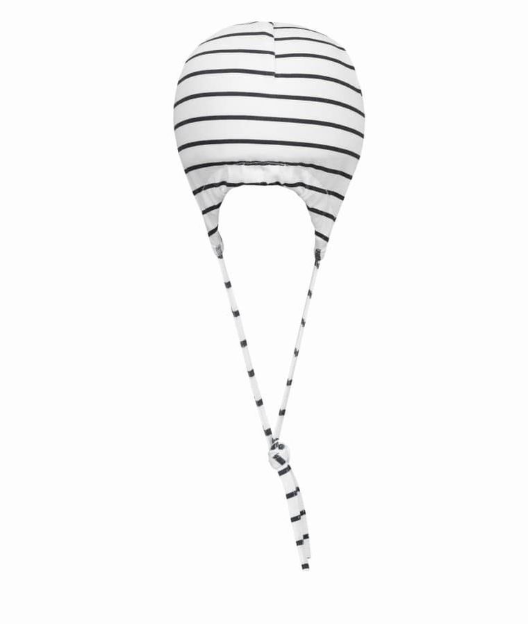 Czapka niemowlęca, wiązana, biała, paski, Döll