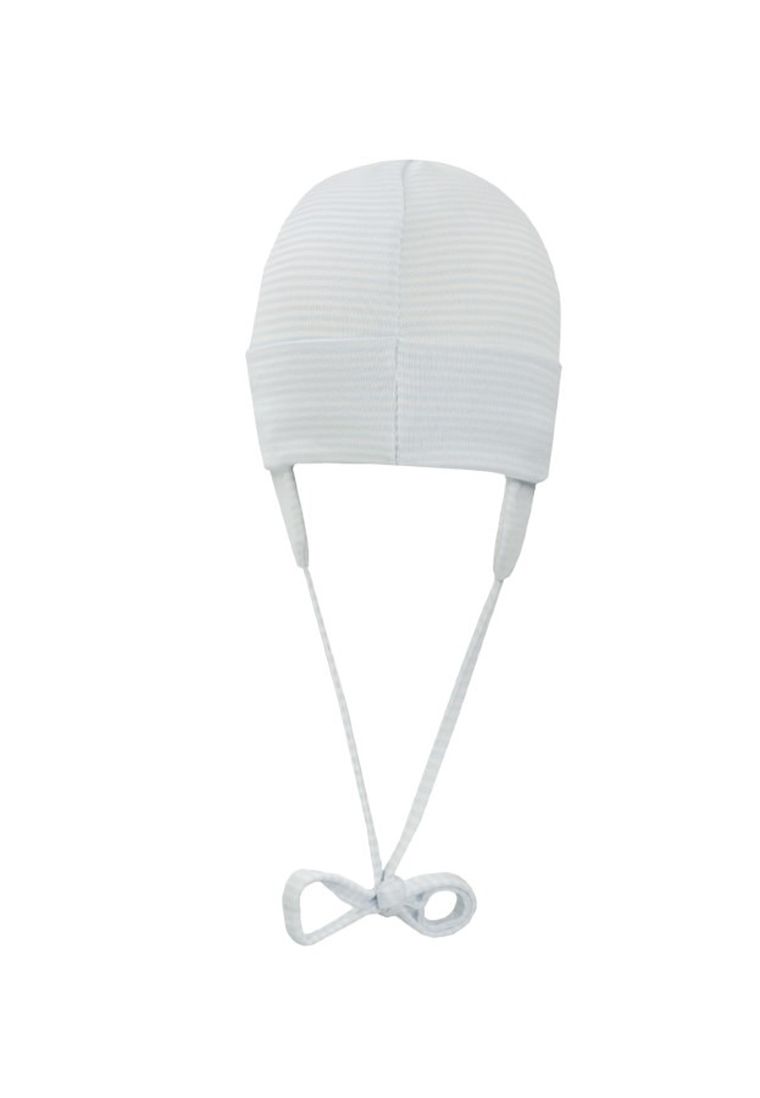 Czapka niemowlęca, wiązana, biała, paski, Döll