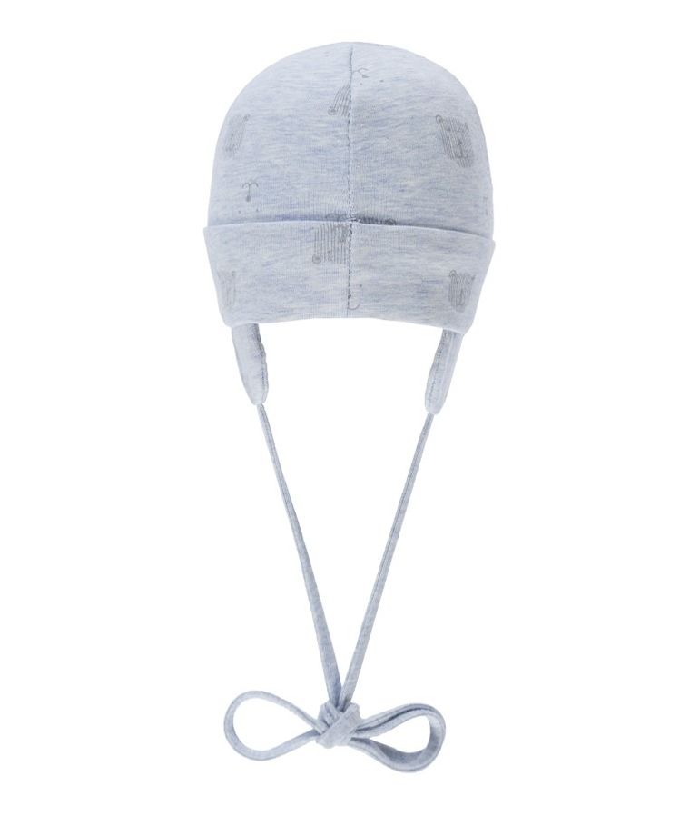 Czapka niemowlęca, wiązana, niebieska, misie, Döll