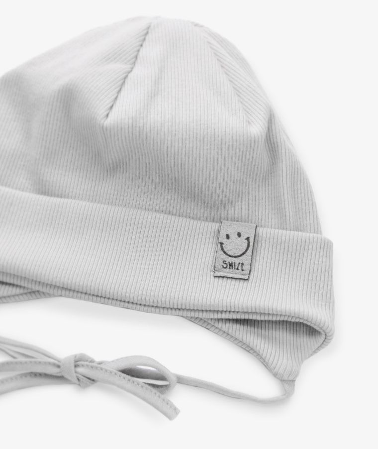 Czapka niemowlęca, wiązana, szara, Iltom