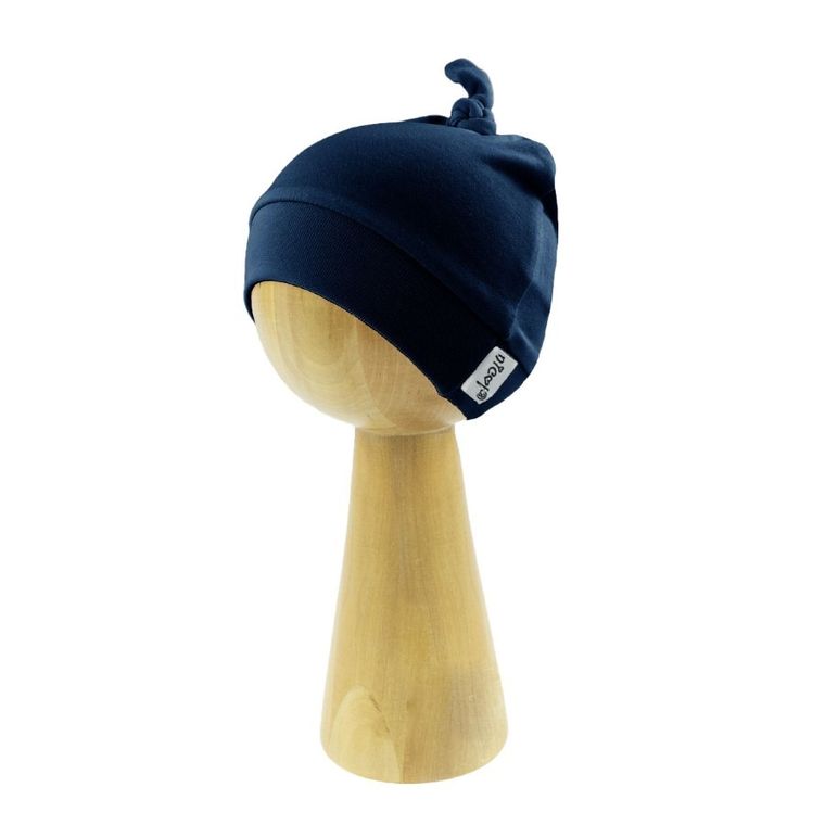 Czapka niemowlęca z supełkiem, granatowa, Nicol