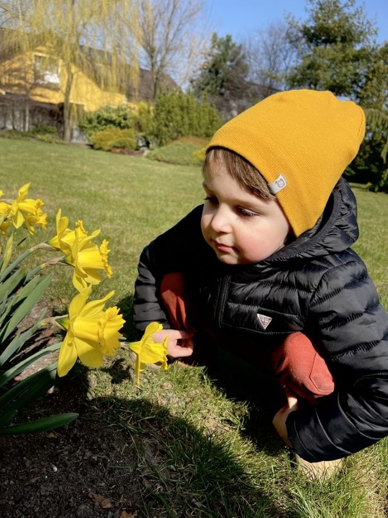Czapka niemowlęca, żółta, prążki, Iltom