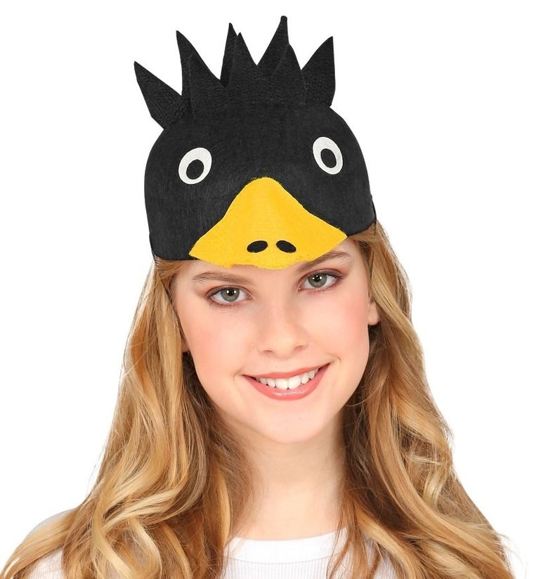 Czapka, ptak, czarna