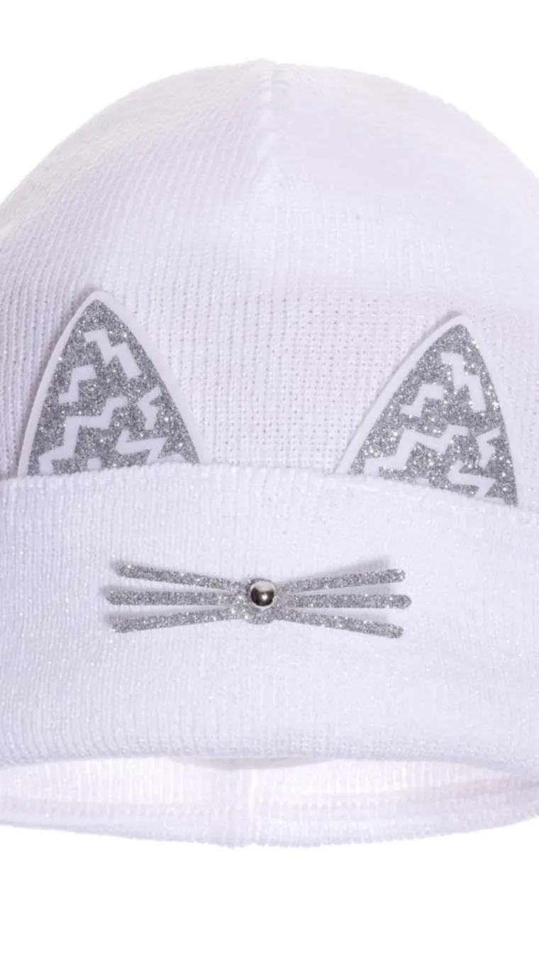 Czapka wiosenna dziewczęca, biała, Ambra