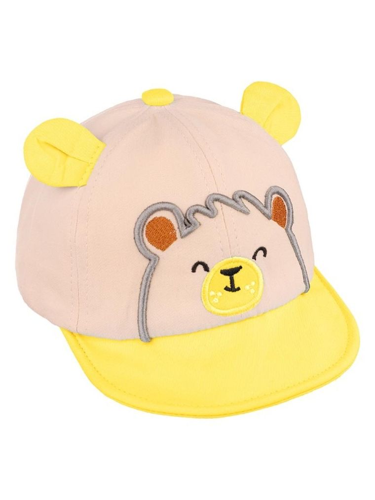 Czapka z daszkiem chłopięca, beżowo-żółta, Ambra
