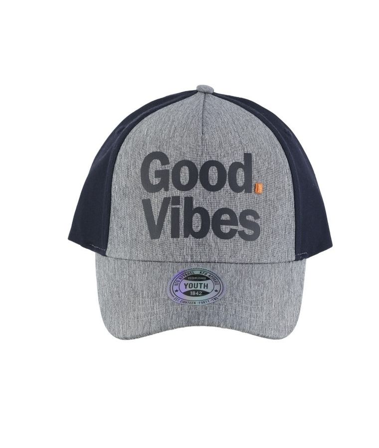 Czapka z daszkiem chłopięca, szara, Good Vibes, Döll