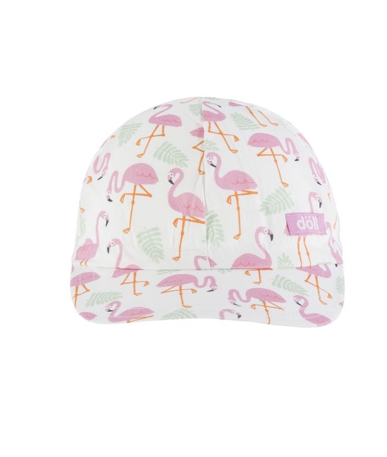 Czapka z daszkiem dziewczęca, biała, flamingi, Döll