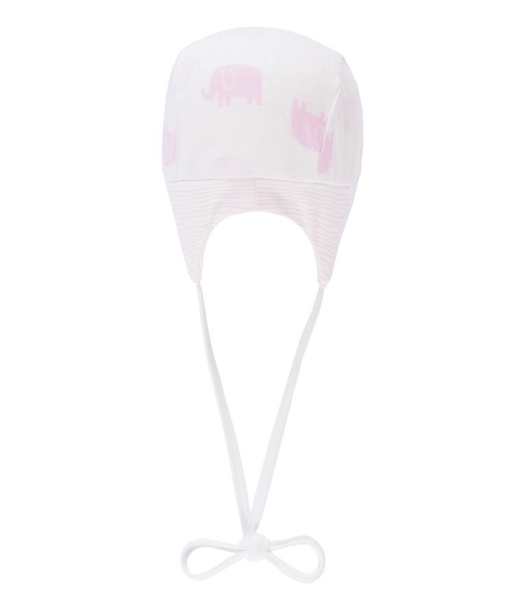 Czapka z daszkiem dziewczęca, wiązana, biała, słonie, Döll