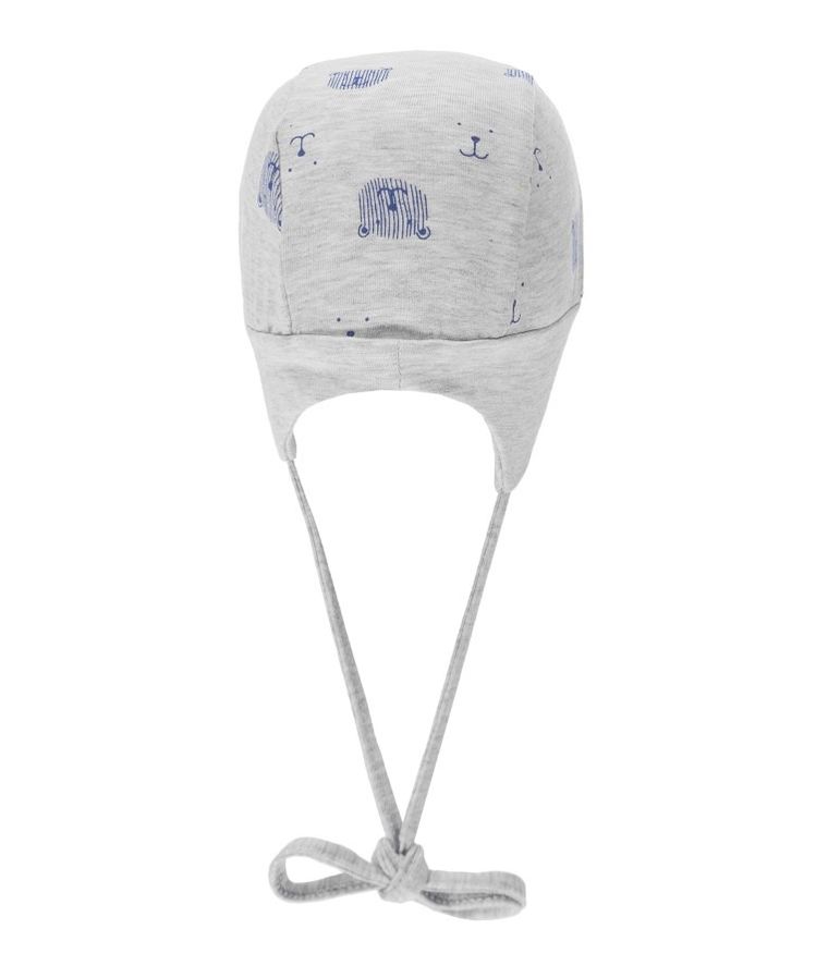 Czapka z daszkiem niemowlęca, wiązana, szara, misie, Döll