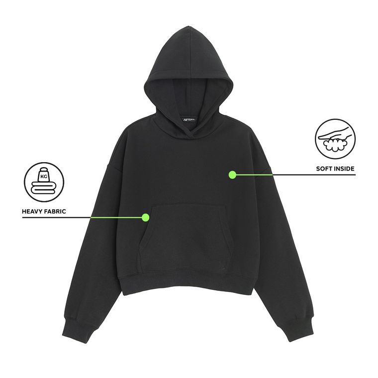 Czarna bluza cropp boxy z kapturem NOWEAR