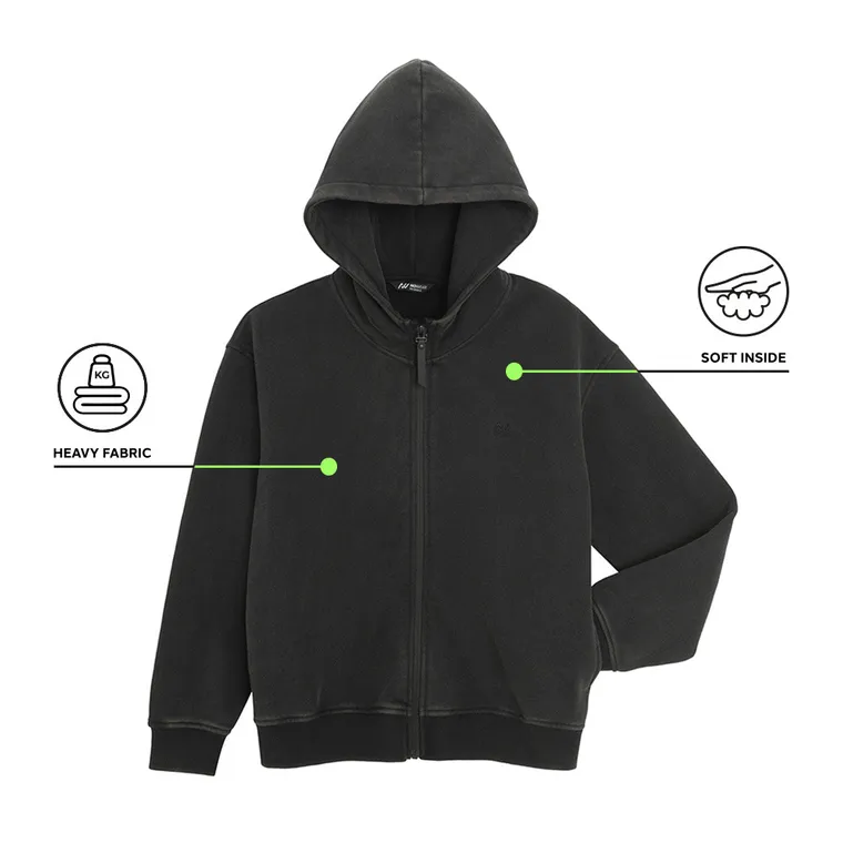 Czarna bluza oversize z kapturem zapinana na suwak NOWEAR