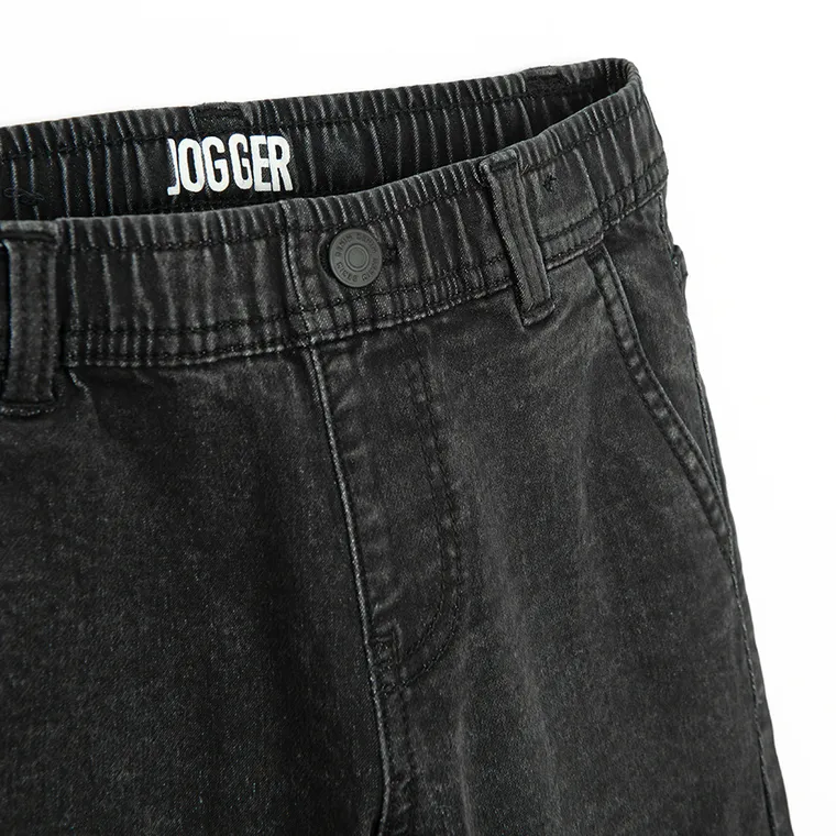 Czarne jeansowe joggersy z regulacją Cool Club