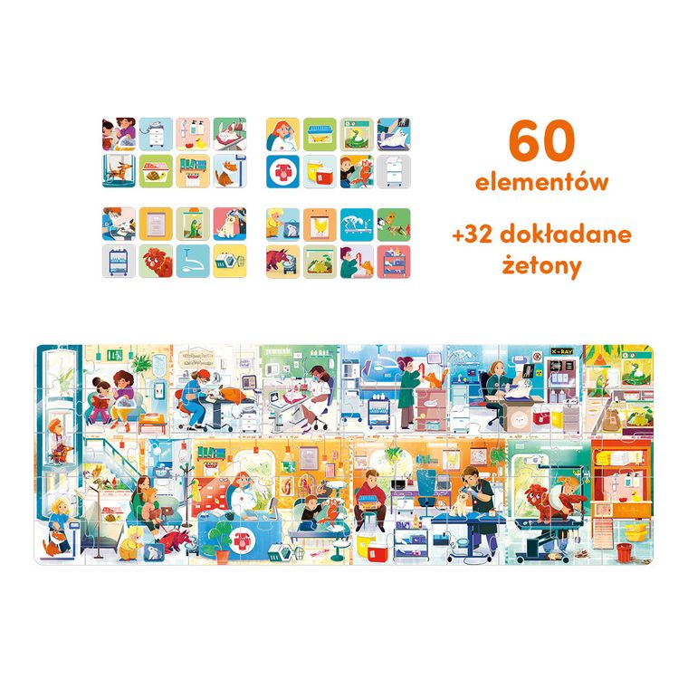 CzuCzu, Co robi weterynarz, puzzle, 60 elementów, plakat edukacyjny