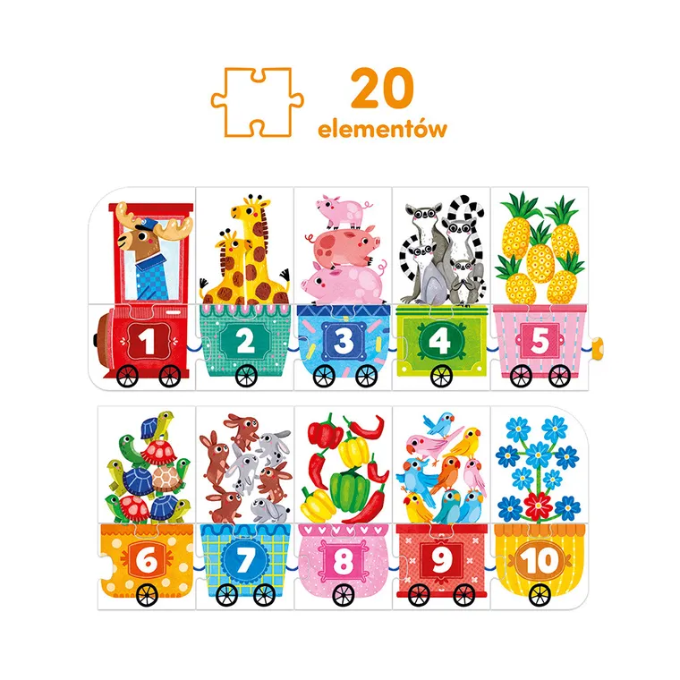 CzuCzu, Cyferkowy pociąg, puzzle, 20 elementów, dla dzieci 3+