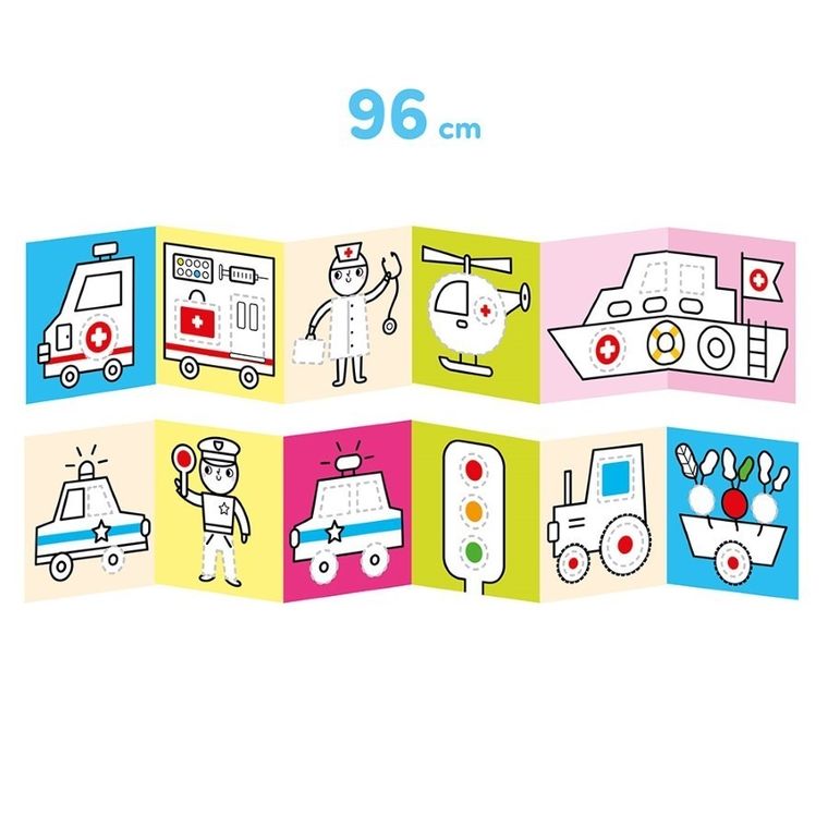 CzuCzu, Dłuuugie rysowanki, Pojazdy w pracy, książeczka edukacyjna, 3+