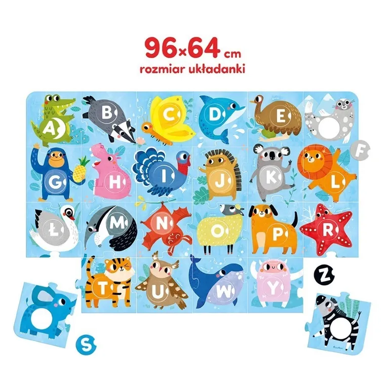 CzuCzu, Duuuże puzzle z dziurką. Alfabet + scenariusze zabaw, 48 elementów
