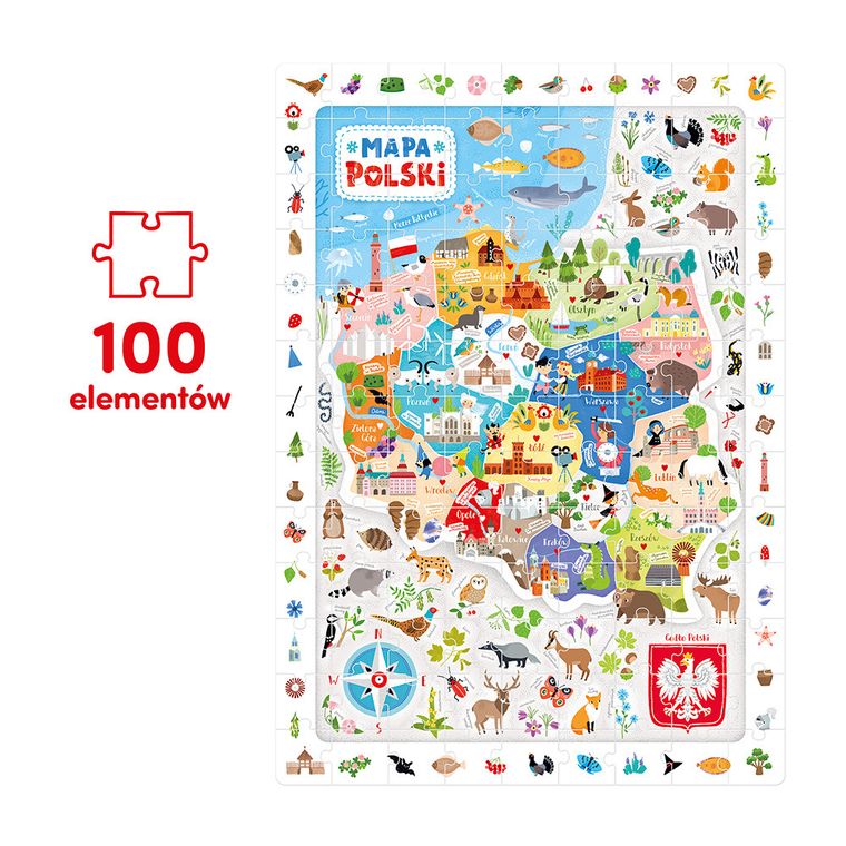 CzuCzu, Mapa Polski, puzzle, 100 elementów + plakat