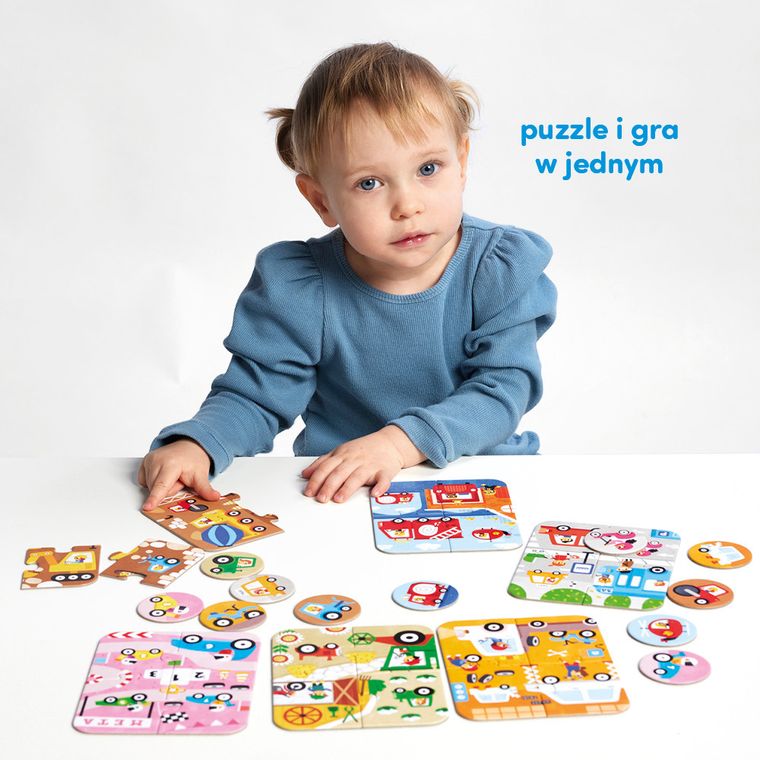 CzuCzu, Pojazdy małe i duże, puzzle i gra, 6-4 elementy, 2+