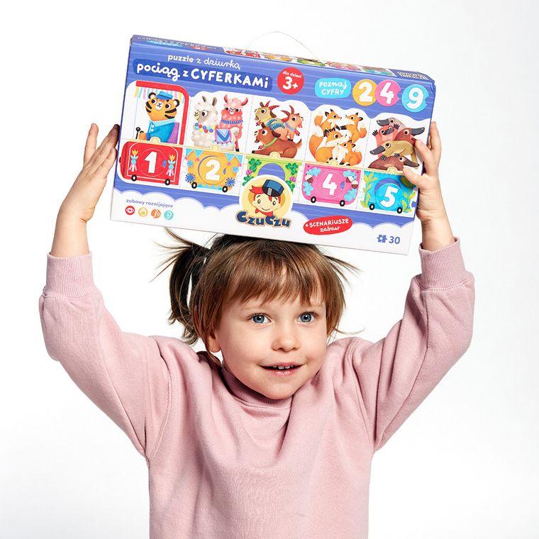 CzuCzu, puzzle z dziurką, pociąg z cyferkami, 30 elementów