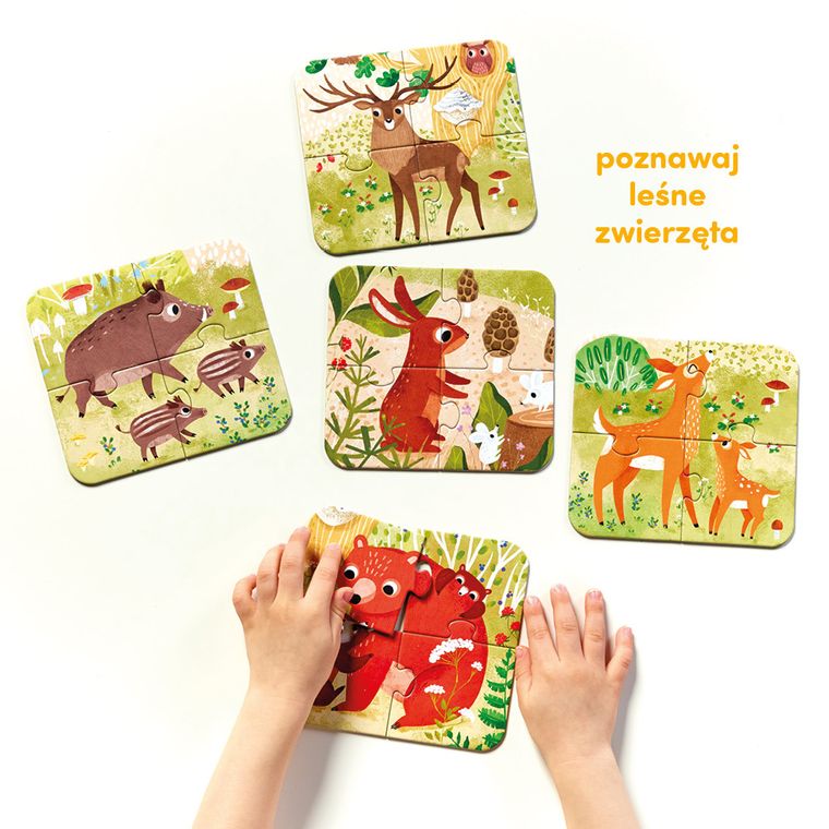 CzuCzu, Układam leśne zwierzęta, puzzle, 4 elementy, 2+