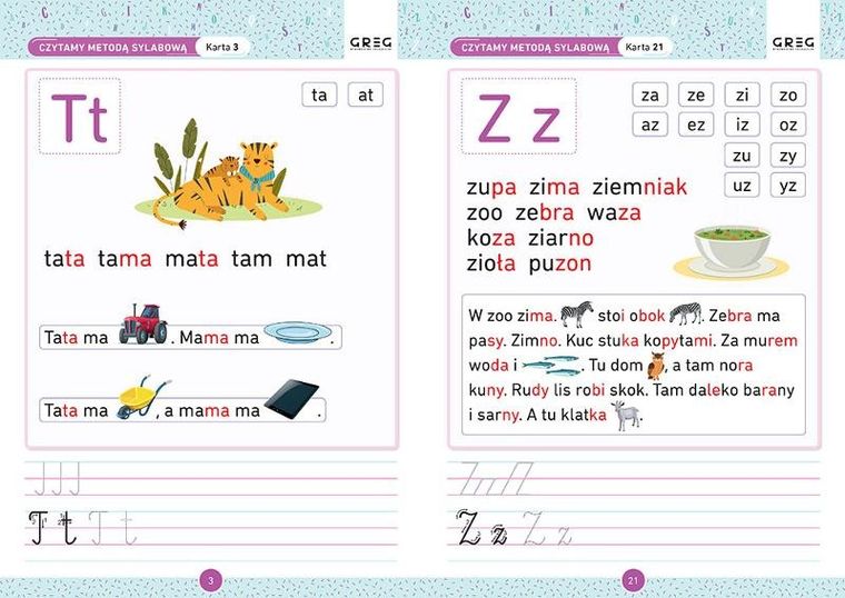 Czytanie metodą sylabową. Karty pracy w szkole i w domu