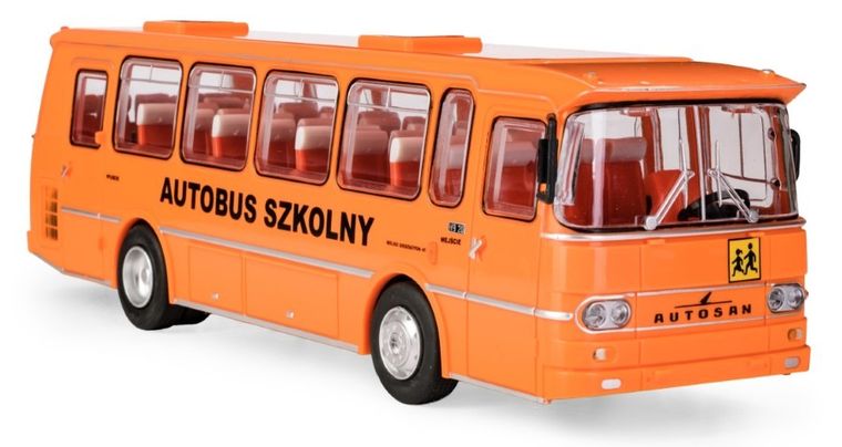 Daffi, Kolekcja Polskiej Motoryzacji, Autosan H9-20, autobus szkolny, model pojazdu, 1:43, pomarańczowy