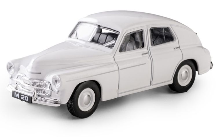 Daffi, Kolekcja Polskiej Motoryzacji, Warszawa M20, pojazd, model metalowy, biały, 1:43