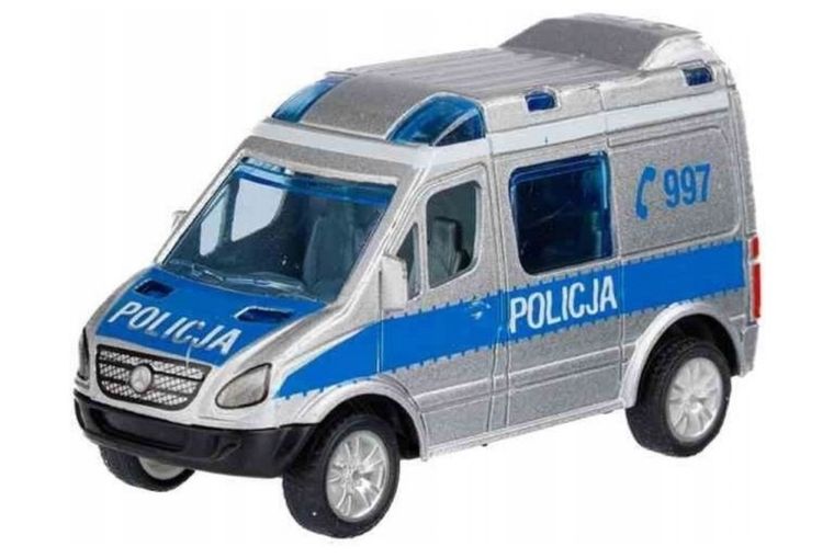 Daffi, Mercedes Benz Sprinter Mini, policja, pojazd, model metalowy, 1:50