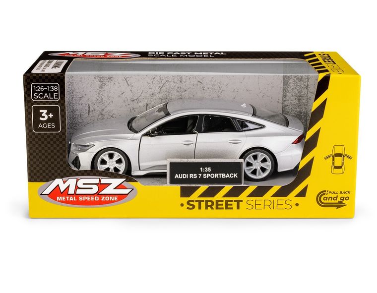 Daffi, MSZ, Audi RS 7 Sportback, pojazd, model metalowy, srebrny, 1:35