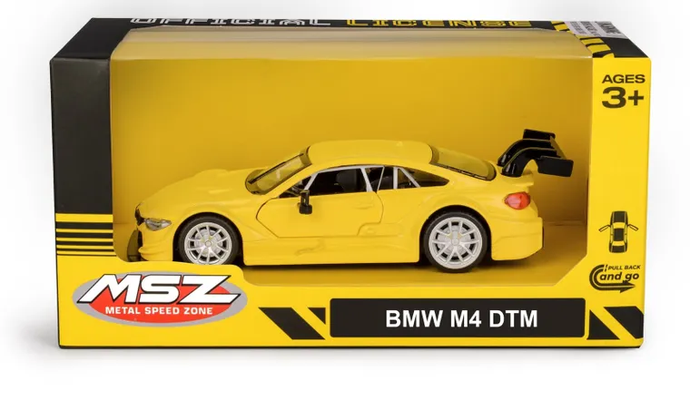 Daffi, MSZ, BMW M4 DTM, pojazd, model metalowy, żółty, 5"