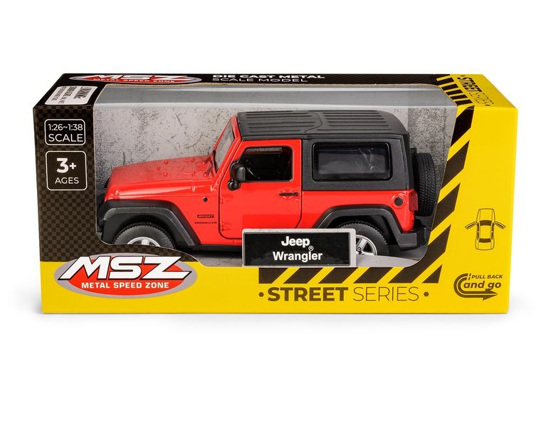 Daffi, MSZ, Jeep Wrangler, pojazd, model metalowy, czerwony, 1:32