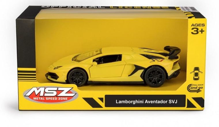 Daffi, MSZ, Lamborghini Aventador SVJ, pojazd, model metalowy, żółty, 5"