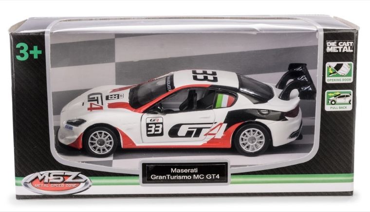 Daffi, MSZ, Maserati GranTurismo MC GT4, pojazd, model metalowy, biały, 1:43
