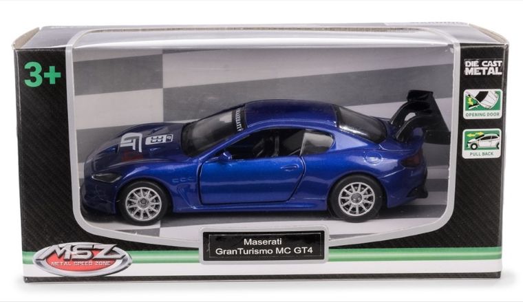 Daffi, MSZ, Maserati GranTurismo MC GT4, pojazd, model metalowy, niebieski, 1:43