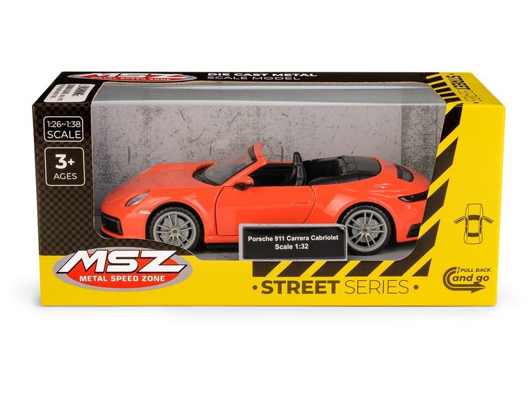Daffi, MSZ, Porsche 911 Carrera Cabriolet, pojazd, model metalowy, pomarańczowy, 1:32