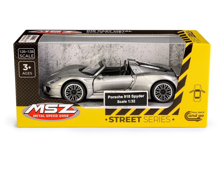 Daffi, MSZ, Porsche 918 Spyder, pojazd, model metalowy, szary, 1:32