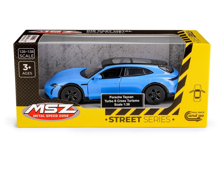 Daffi, MSZ, Porsche Taycan Turbo S Cross Turismo, pojazd, model metalowy, niebieski, 1:36