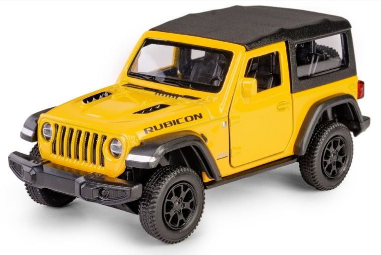 Daffi, RMZ City, Jeep Wrangler Rubicon 2021 Soft Top, pojazd, model metalowy, żółty, 1:32