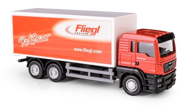 Daffi, RMZ City, Scania fliegl dostawczy, pojazd, model metalowy, 1:64