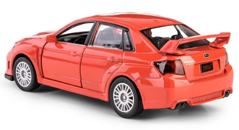 Daffi, RMZ City, Subaru WRX STI 2010, pojazd, model metalowy, czerwony, 1:36