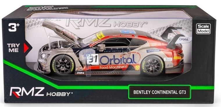 Daffi, RMZ Hobby, Bentley Continental GT3 2019 #31, pojazd, interaktywny model metalowy, 1:32